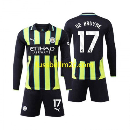 Fußballtrikots Manchester City Kevin De Bruyne 17 Kinder Auswärts Trikotsatz 2024-2025 Langarm